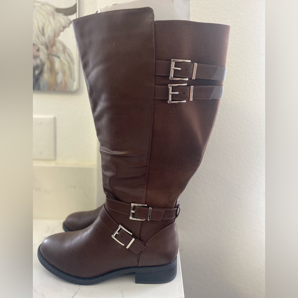Torrid Brown Buckle Knee High Boots 9.5 EXTRA WIDE